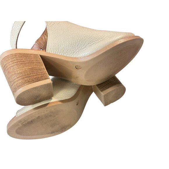 L'ARTIGIANO LUCCHESE Women's Leather Shoe Peep Slingback Sandal Heel Cream 6.5 - Picture 4 of 6